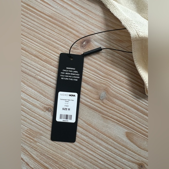 Fashionnova Distressed Halter Maxi Dress - Cream - Picture 9 of 11